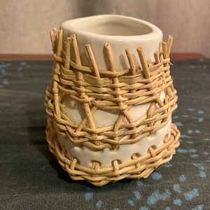 Anthropologie braided rattan desk collection pen pencil cup